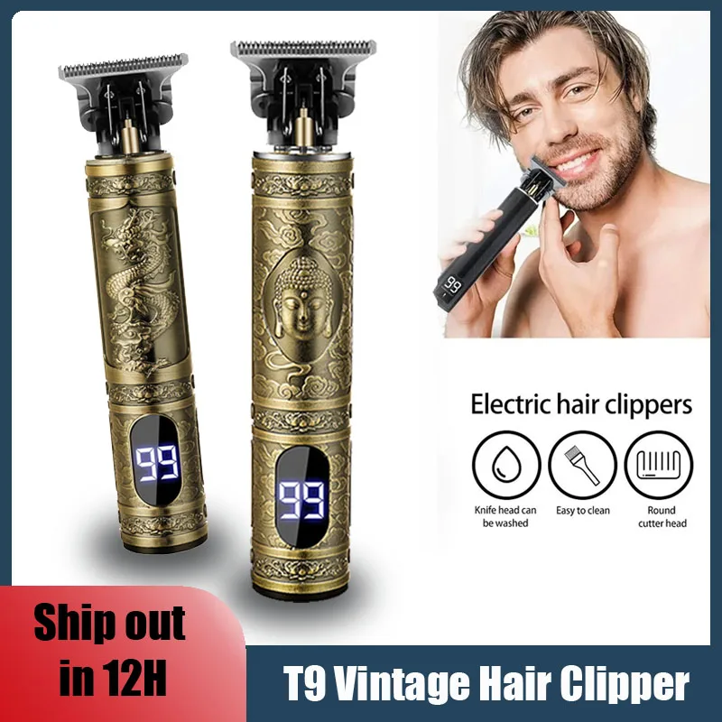 Машинка для стрижки волос в винтажном стиле мужчин беспроводной триммер бороды T9