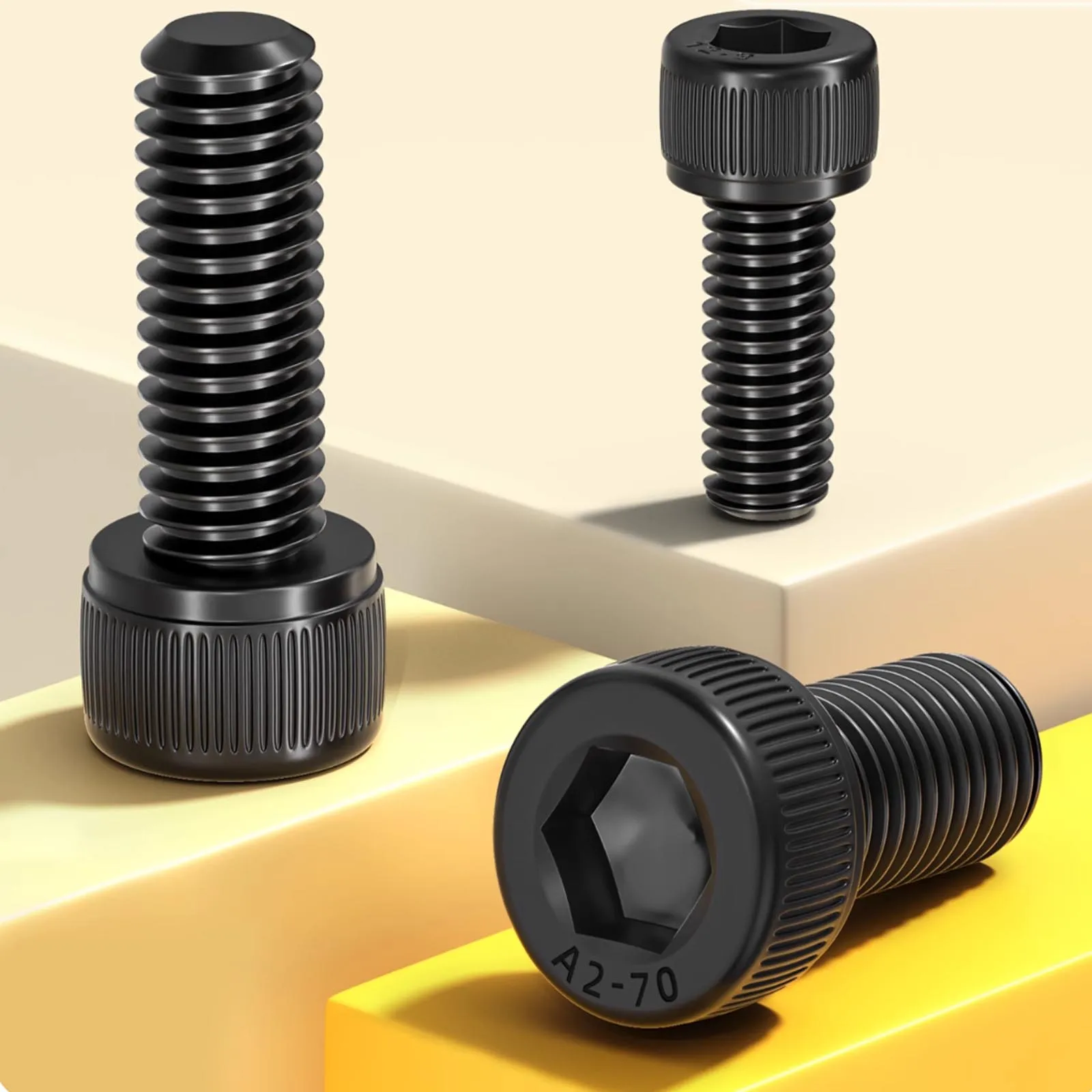 

2/5/50 шт. M1.6 M2 M2.5 M3 M4 M5 M6 M8 DIN912 Черное покрытие 304 A2 Нержавеющая сталь Винт с шестигранной головкой и шестигранной головкой