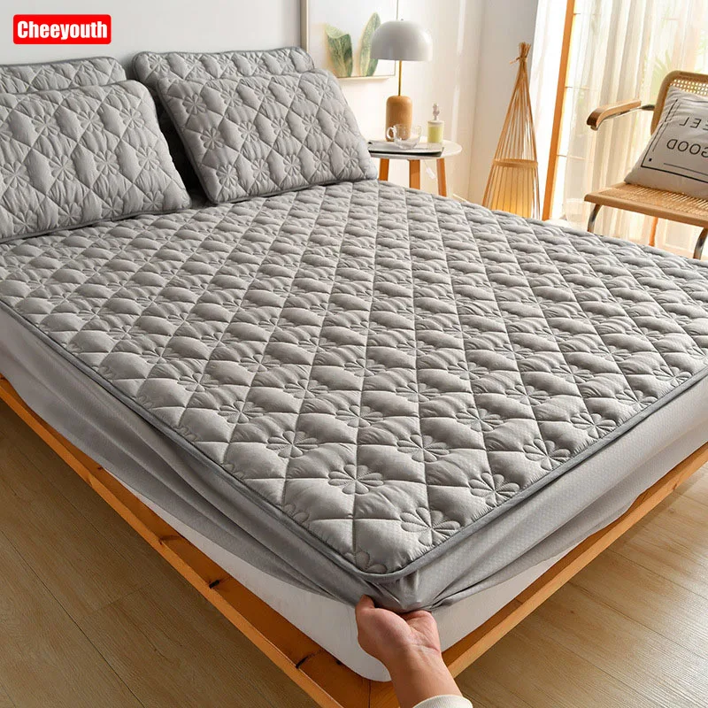 

Bedspread Home Bed Breathable Quilted Size Queen For Fitted Bed Cover Cheeyouth Cover Antibacterial King Thicken Mattress Sheet