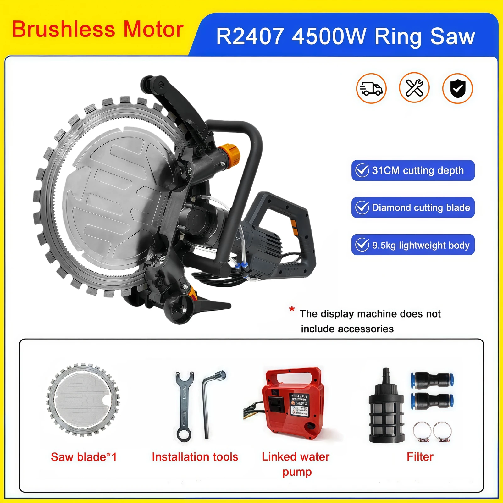 Кольцевая пила высокой мощности 5200 Вт, машина для резки бетона, машина для резки цементной дороги, долбежная машина для камня и резки стен