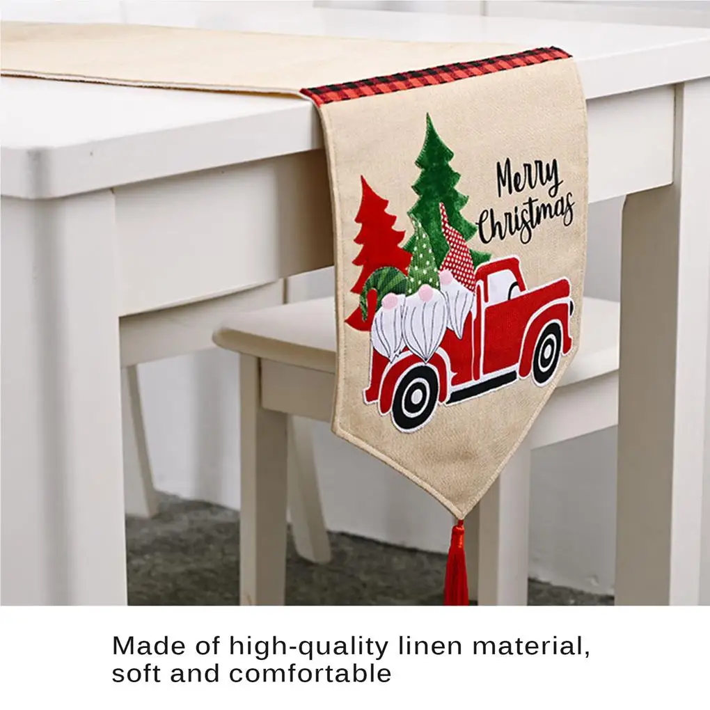 

Christmas Forest Car Table Runner Exquisite Santa Claus Tablecloth Party Decoration Placemat for Indoor Picnic