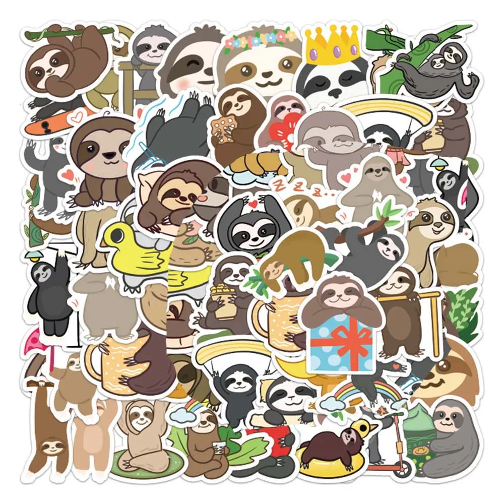

10/60pcs Kawaii Cute Animal Sloth DIY Graffiti Stickers Pack Scrapbooking Notebook Luggage Laptop Phone Wall Waterproof Decals
