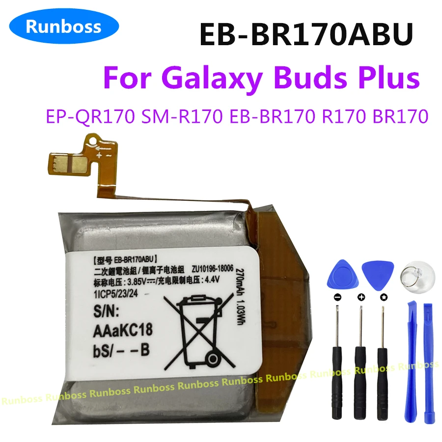 

EB-BR170ABU 42mm 270mAh Original Battery For Samsung Galaxy Buds Plus EP-QR170 R170 BR170 Earphone Compartment Battery SM-R170