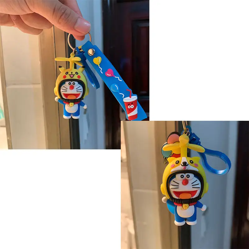 

Брелок Bandai с голубым котом Дораэмон, Женская милая маленькая кукла Пикачу, популярные подвески в Интернете для девушек, Студенческая цепочк...