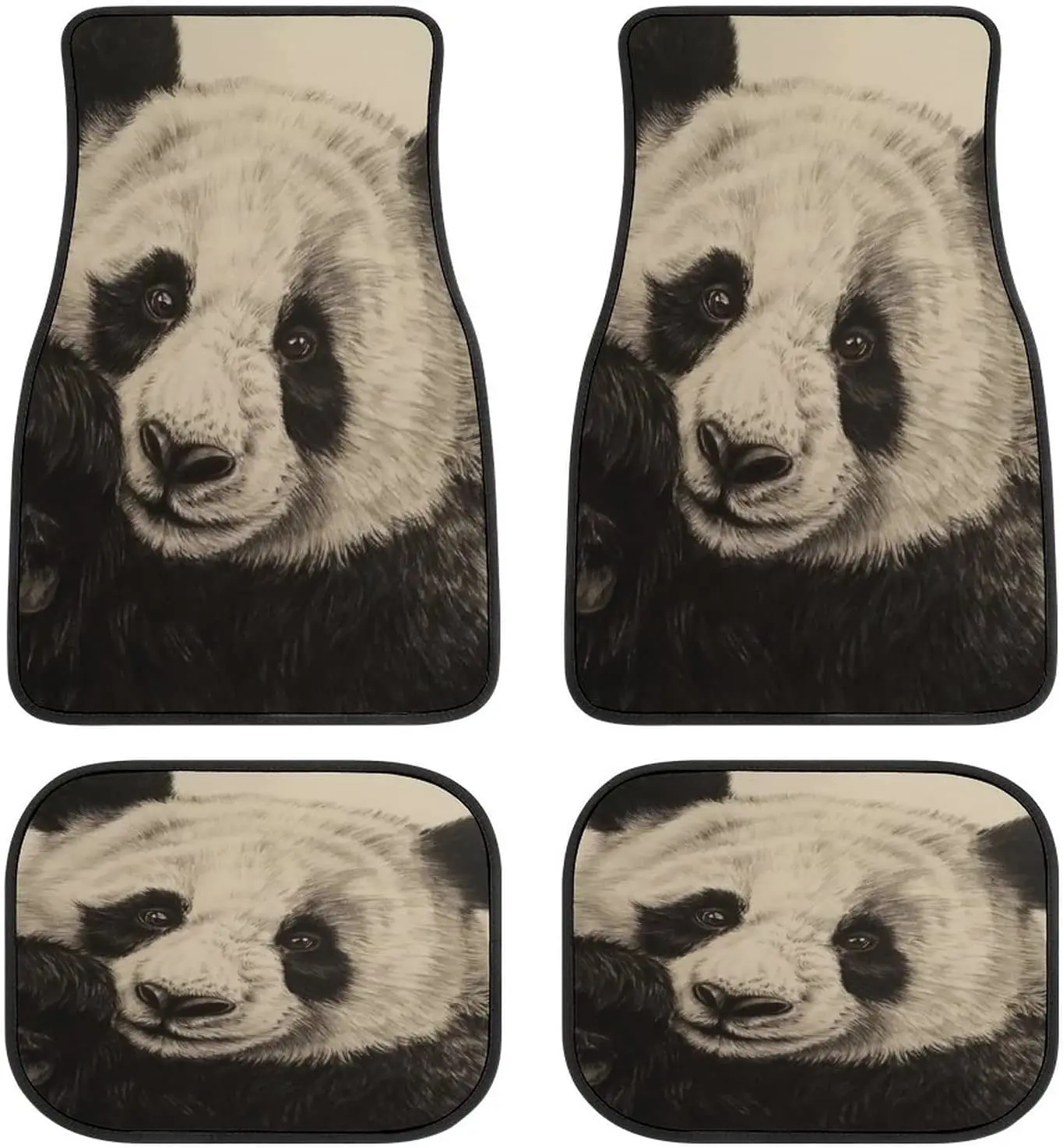 

Panda Bear Animal Car Mats FrontRear 4-Piece Full Set Carpet Car SUV Truck Floor Mats with Non Slip Back