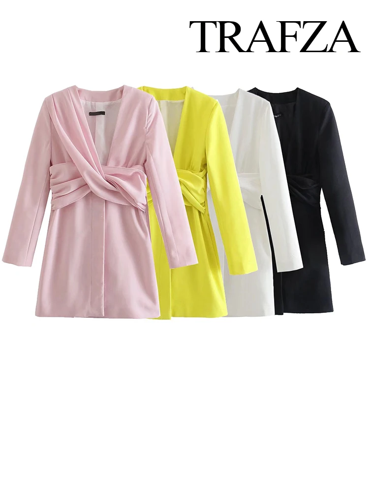 

Женское платье с длинным рукавом и V-образным вырезом, 4 цвета