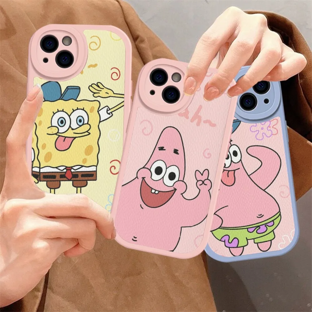 

Sponge Best Friend Phone Case Hard Leather For iPhone 14 13 12 Mini 11 14 Pro Max Xs X Xr 7 8 Plus Fundas