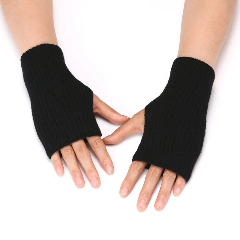

Осенне-зимние вязаные шерстяные перчатки, модные трендовые женские теплые перчатки с полупальцами, теплые варежки с надписью