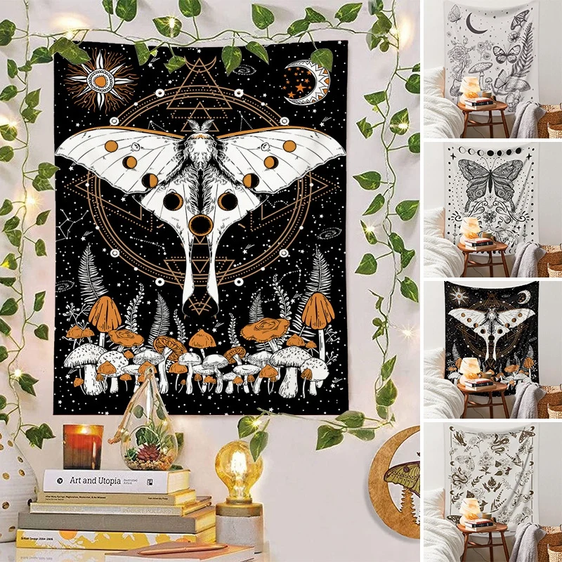 

Tapestry Wall Hanging Bedspread Beach Mat Botanical Floral Wall Tapestry Flower Wall Carpets Hippie Butterfuly Wall Carpet Decor