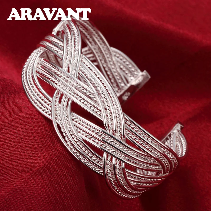 925 серебряный плетеный браслет для женщин модные ювелирные изделия