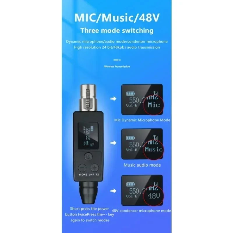 VK-38 UHF беспроводной преобразователь XLR передатчик и приемник для динамического