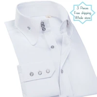 deepocean mercerized cotton round collar high collar shirt mens long sleeved slim youth shirt korean handsome