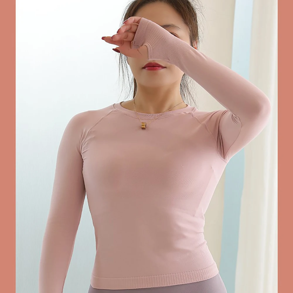 Long Sleeve Yoga Shirts for Women Tight Fit Sports T-shirt High Stretch Quick Dry Sports Tops Women Sportswear Fitness Wear