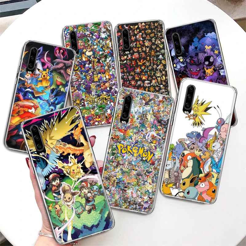 

Anime Pokemon Coque Phone Case For P30 P40 Lite P20 P10 P50 Mate 20 30 40 10 Pro Luxury Pattern Customized Soft Cover