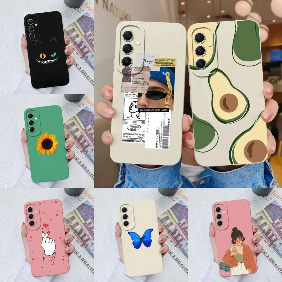 Фото Чехол для Samsung Galaxy A34 5G, матовый Мягкий силиконовый чехол для Samsung A 34 5G, новый дизайн, милые авокадо, Мультяшные ультратонкие чехлы №1