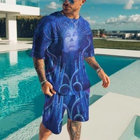 summer tracksuit for men art print t shirtshorts set casual sports outfits fashion jogging suit oversized colorful clothing