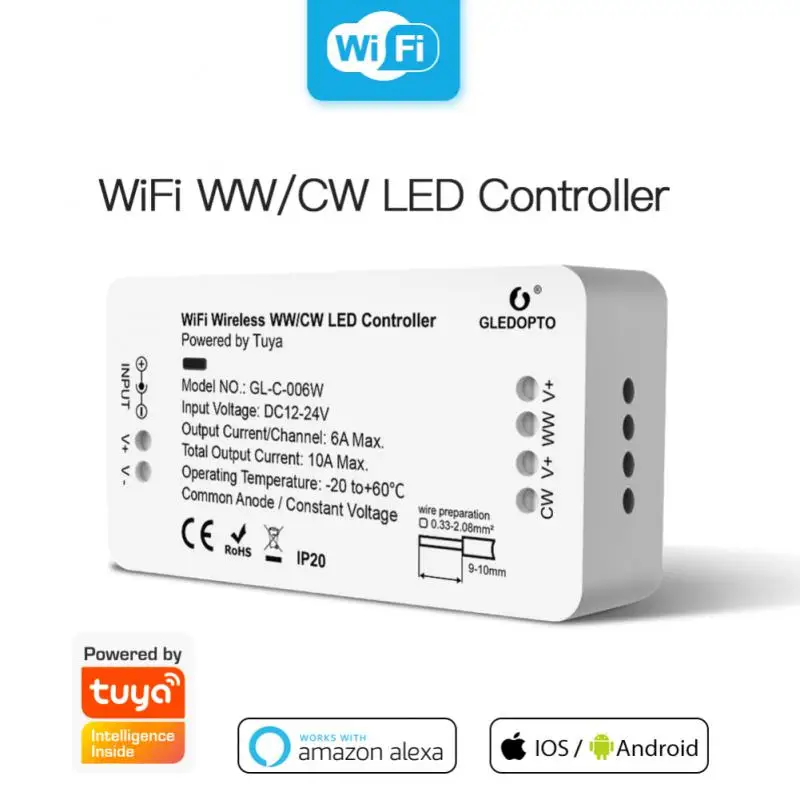 

2023 Wifi Rf Wireless Dimmer Controller 12v 24v 36v Voice Control Remote Switch Led Controller Ww Cw Cct Adjustable Brightness
