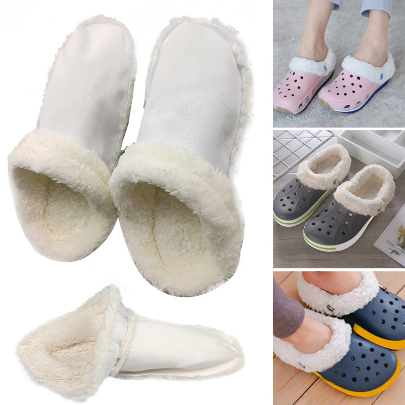 Winter Warm Shoe Cover Hole Shoes Plus Velvet Liner Replacement Plush Furry Inserts Thickened Cotton Shoes Clogs Cover