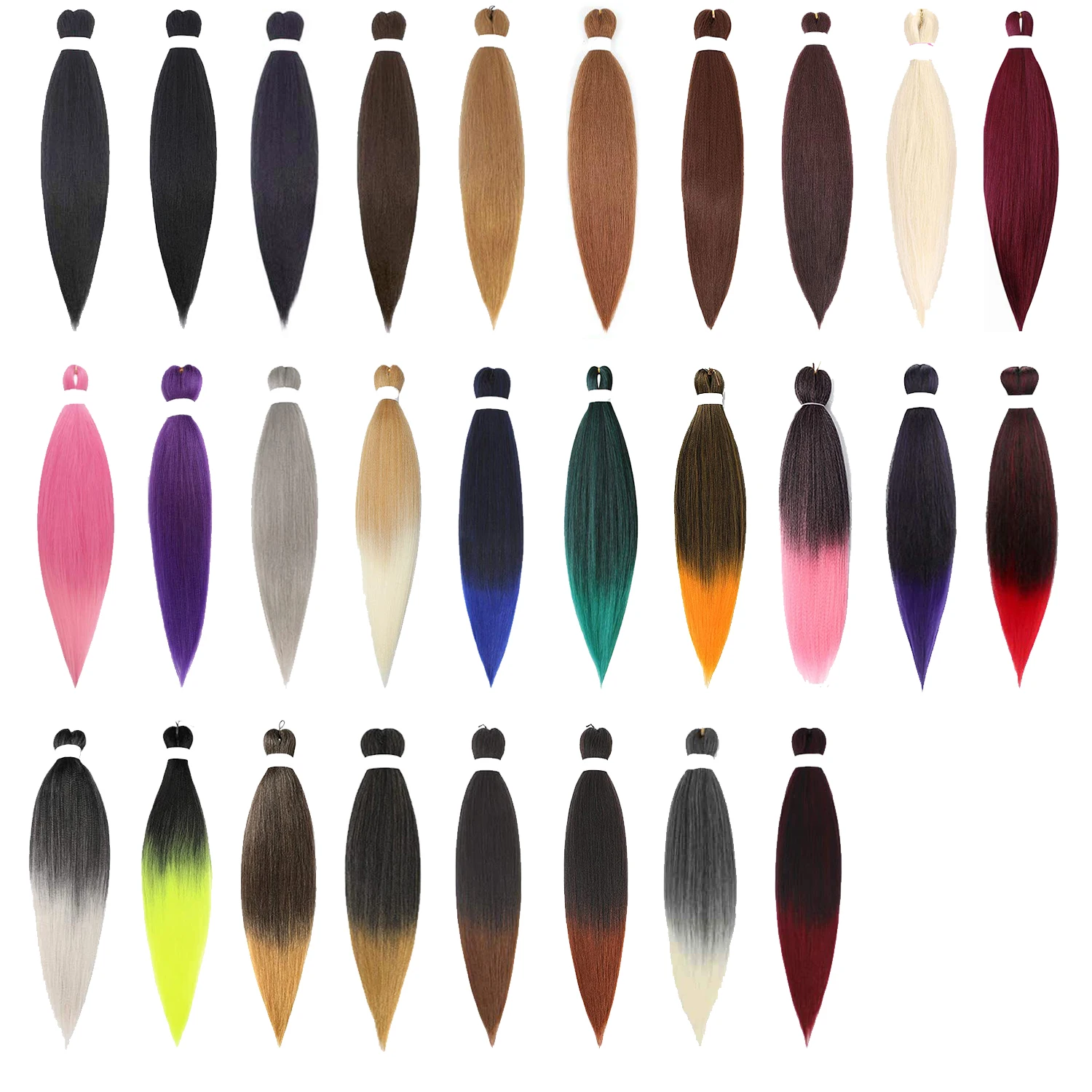 Синтетические плетеные волосы с эффектом омбре предварительно растянутые 20/26/36