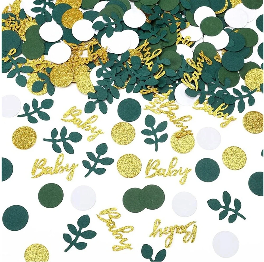 

Gender Reveal Party Theme Decorative Paper Scrap Leaves Round Chip Decorative Baby Shower Table Colorful Paper Scrap