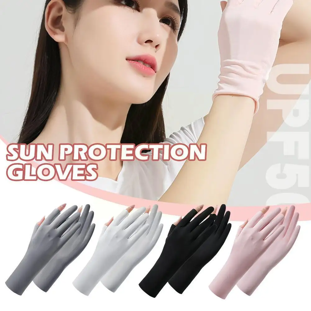

New Summer Women Gloves Anti-UV Sunscreen Ice Silk Breathable Non-slip Thin Fitness Outdoor Screen Gloves Breathable Sport Y3B0