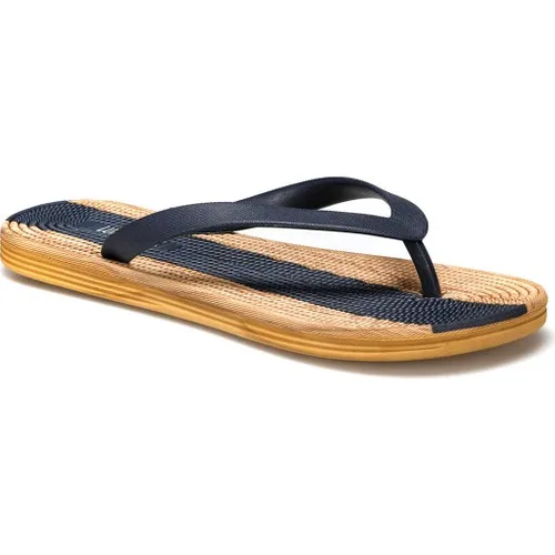 Женские тапки со стрингами стильные темно-синие | Обувь