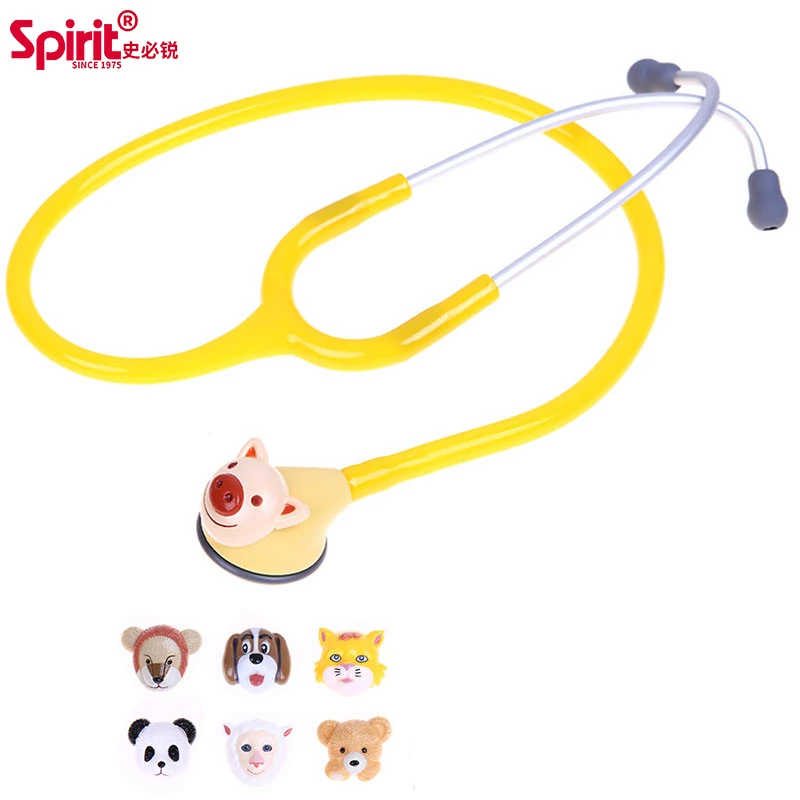 Spirit 5 color 3D Animated Animal cute pediatric Stethoscope changeable single head kids child children  made in Taiwan