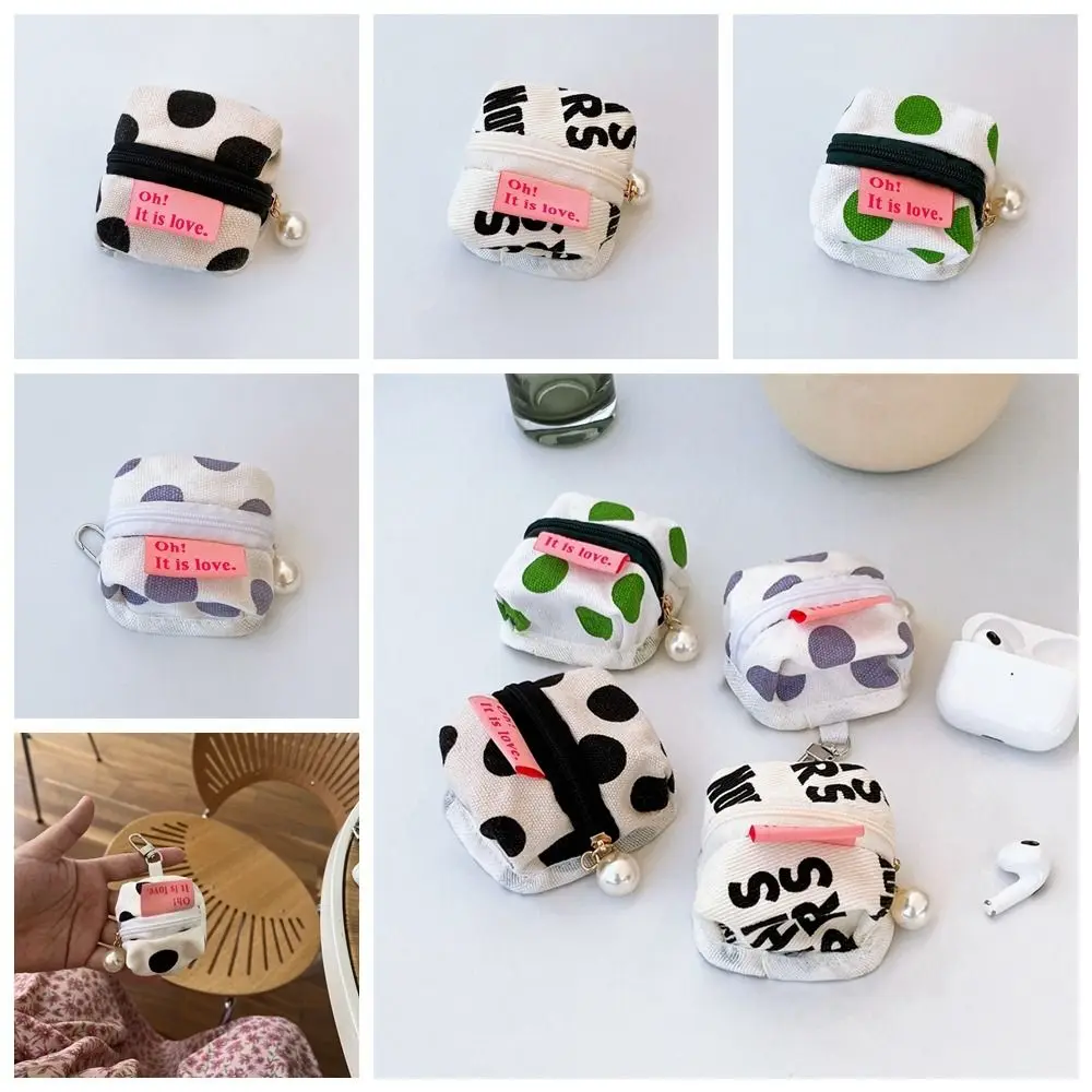 

Cute Earphone Bag Keychain Pendant Canvas Mini Coin Purse Storage Bag Fashion Multipurpose Student Coin Bag Wallet