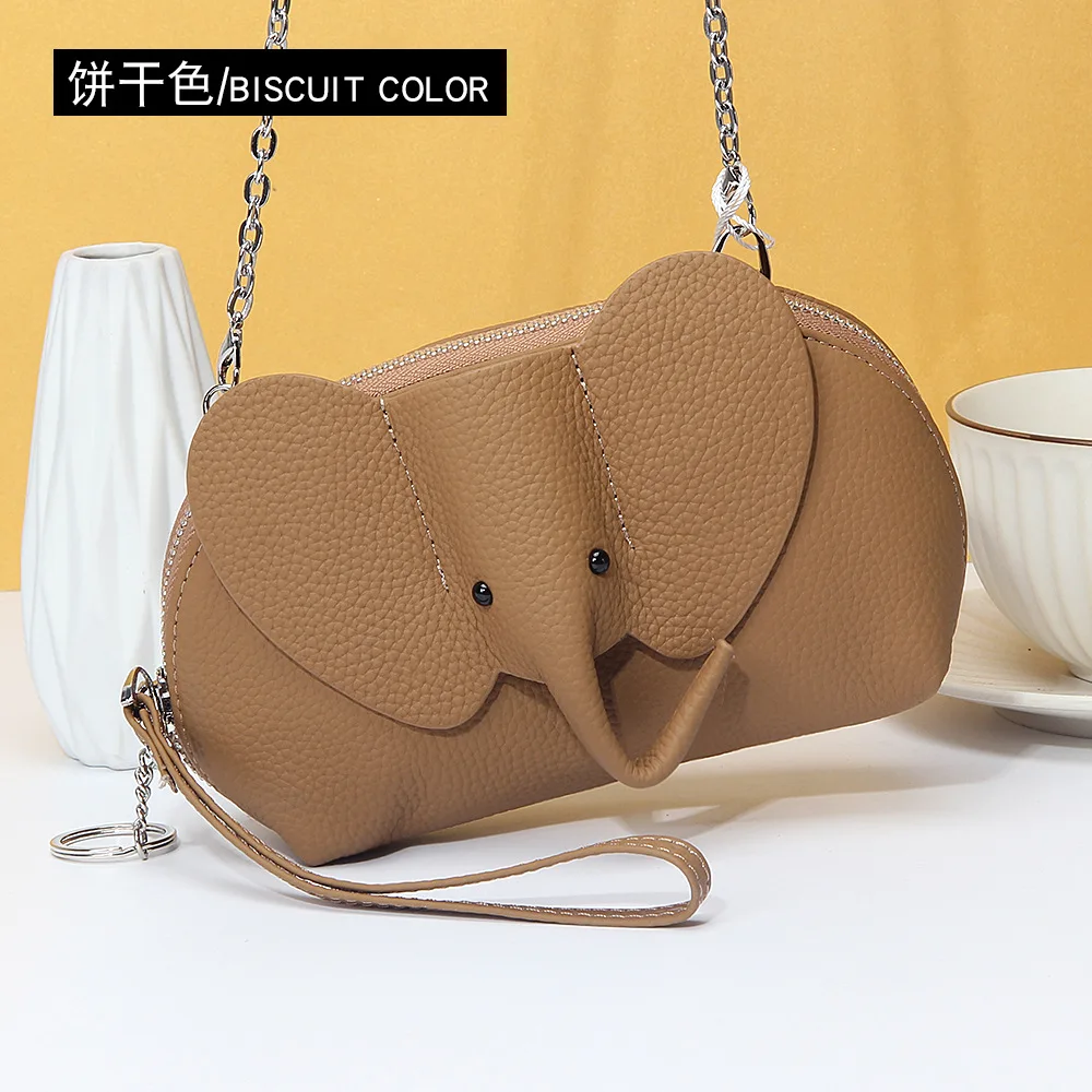 J5560 New Versatile Women Elephant Shape Top Layer Cow Leather Large Capacity Animal Design Style Crossbody Single Shoulder Bags