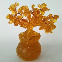 natural crystal topaz money bag fortune tree home decoration ornaments