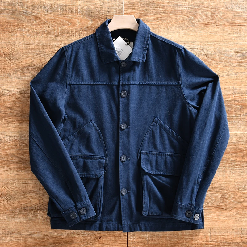 Высокое качество 100% хлопок весна-осень мужская рабочая одежда с лацканами в
