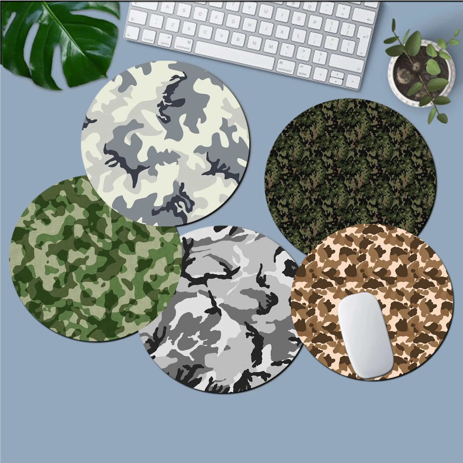 

Camouflage Pattern 20x20cm Round Big Promotion Table Mat Student Mousepad Computer Keyboard Pad Games Pad Deskpad Home Decor