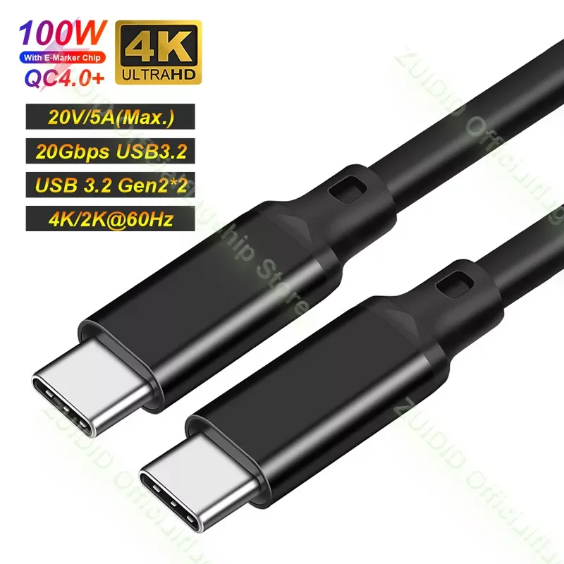 

Кабель для передачи данных 2023 3.2 типа C на USB C 20 Гбит/с Тип C PD 100 Вт 5A QC4.0 3,0, кабель для быстрой зарядки для MacBook Pro 4k 60 Гц, видеокабель