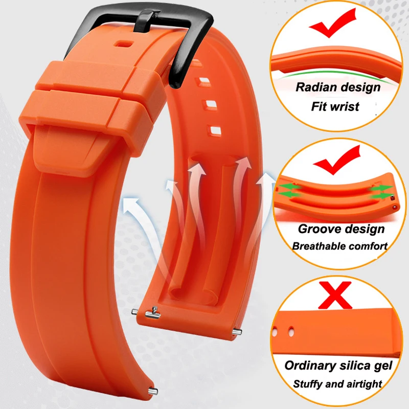

Curved end rubber silicone strap for Rolex GMT Omega watch at150 007 for Seiko Casio strap brand strap 20mm 22mm 24mm