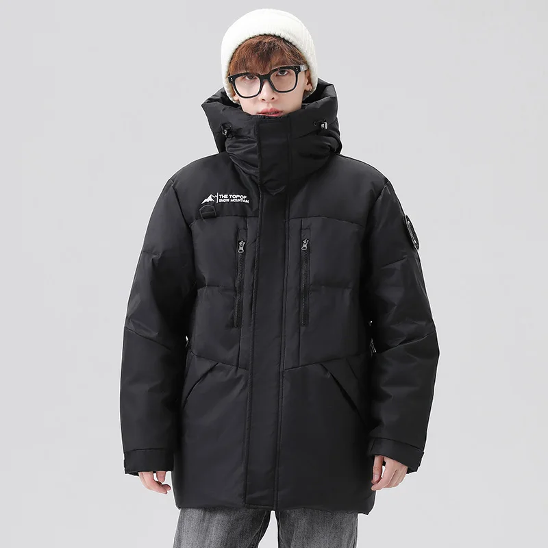 2022 winter new hooded down jacket medium long men's Korean version thickened youth camouflage casual warm coat