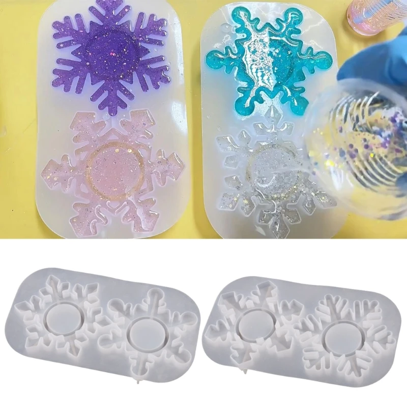 

Snowflake Mirror Candle Holder Molds for Epoxy Casting Mold for DIY Candlestick