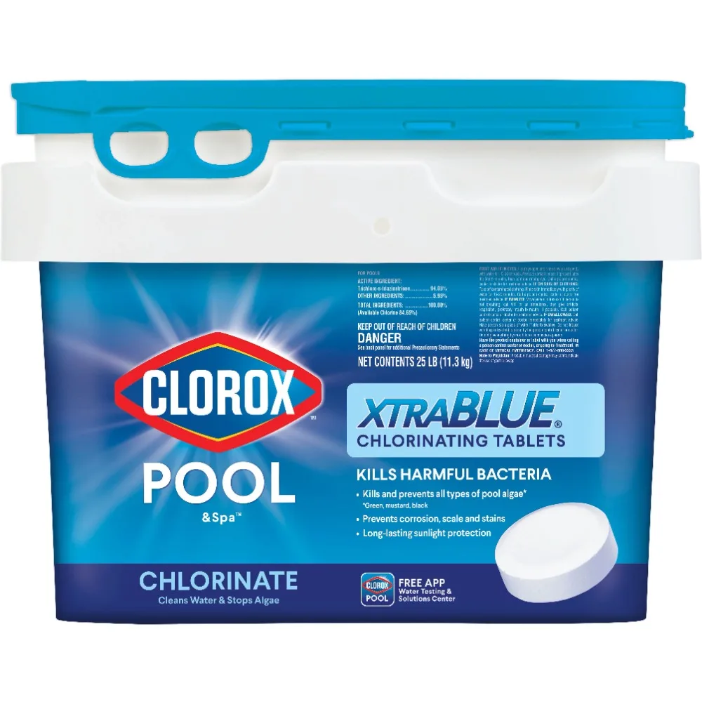 

Хлорирующие таблетки Clorox для бассейна и спа XtraBlue + 3 дюйма, 25 фунтов