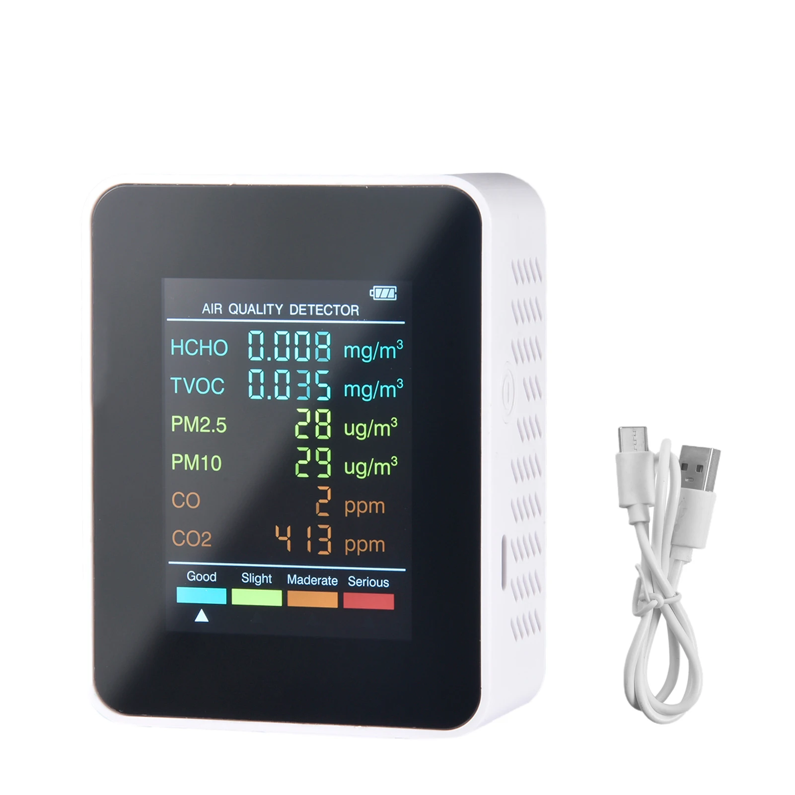 

Indoor Carbon Dioxide Monitor NDIR Sensor Indoor CO2 Detector USB Charger Air Quality Monitor With Temperature & Humidity Displa