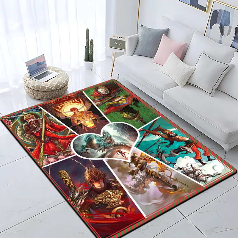 

Art Sun WuKong Monkey King Carpets for Living Room Bedroom Decor Carpet Soft Flannel Home Bedside Floor Mat Play Area Rugs Gifts