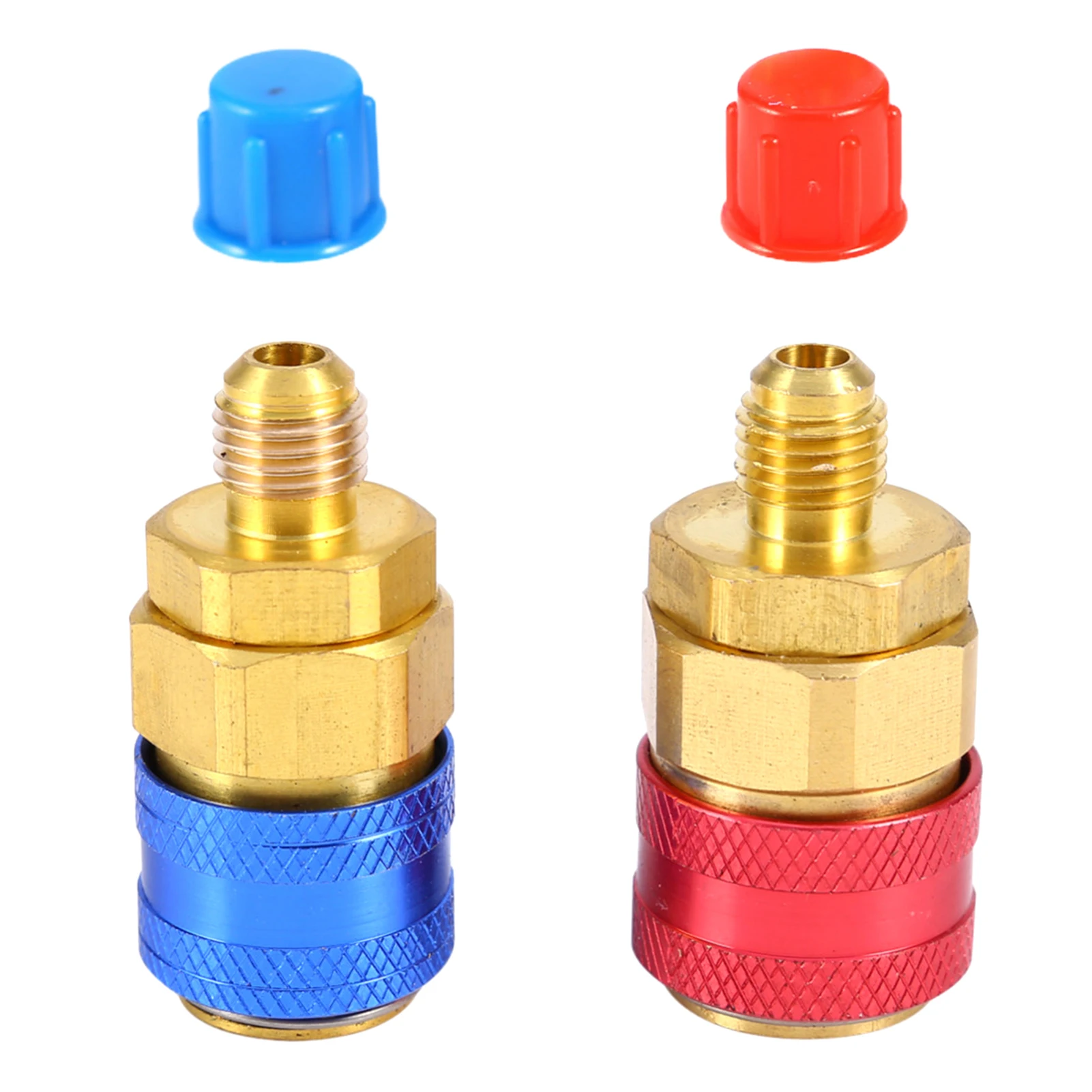 

1 Pair Low High R134a AC Quick Connectors R134A Low High Side Auto Car Quick Coupler Connector R134A H/L Brass Adapters System