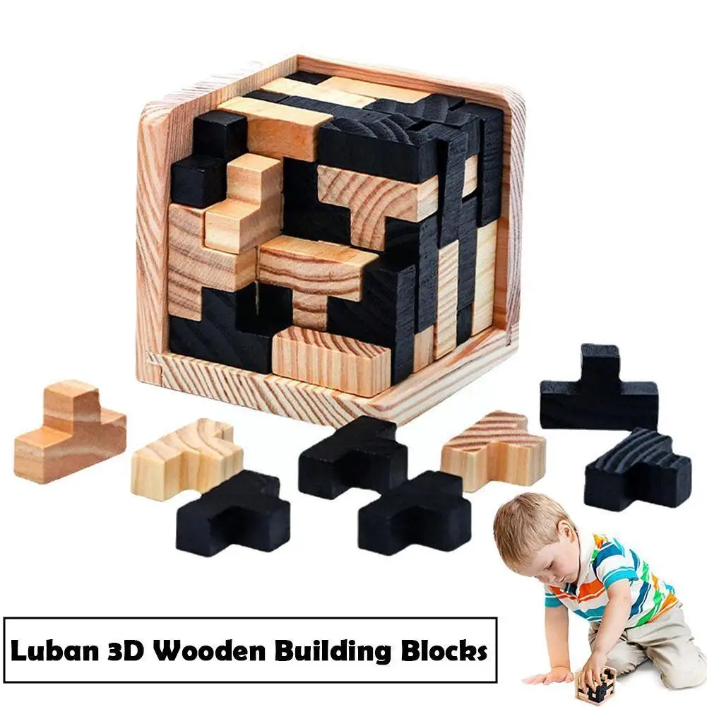 

Креативный 3D деревянный куб-пазл Ming Luban, соединяющиеся обучающие игрушки для детей, Детский мозговик, игрушка для раннего обучения G F9B9