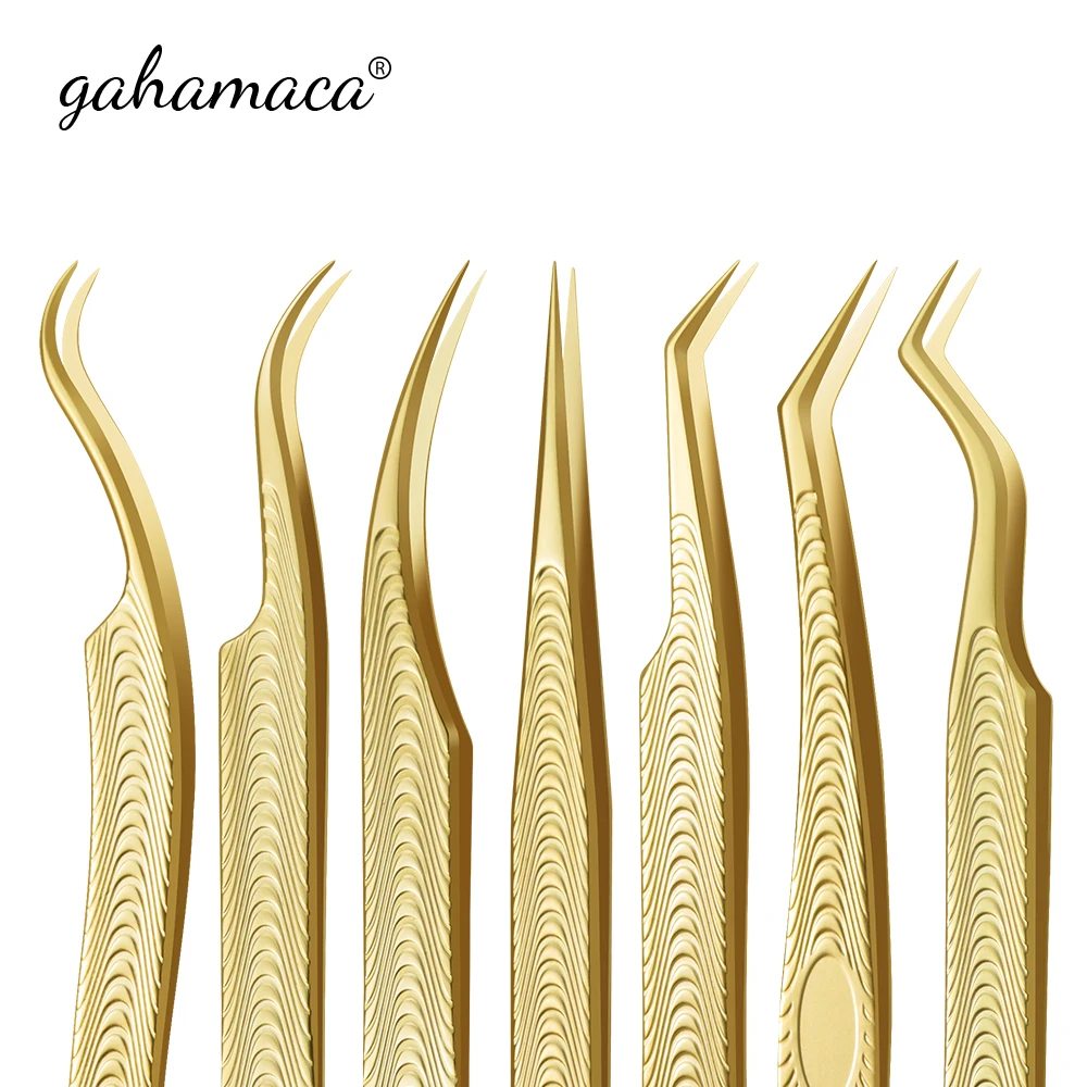 

GAHAMACA Eyelashes Tweezers Stainless Steel superhard Tweezers High Precision Anti-static tweezers for Eyelash Extensions