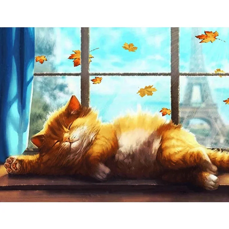 

5D DIY Diamond Painting Cute Cat, Full Square/Round Handmade Diamond Embroidery Kit, Mosaic Art Cross Stitch, Home Decor