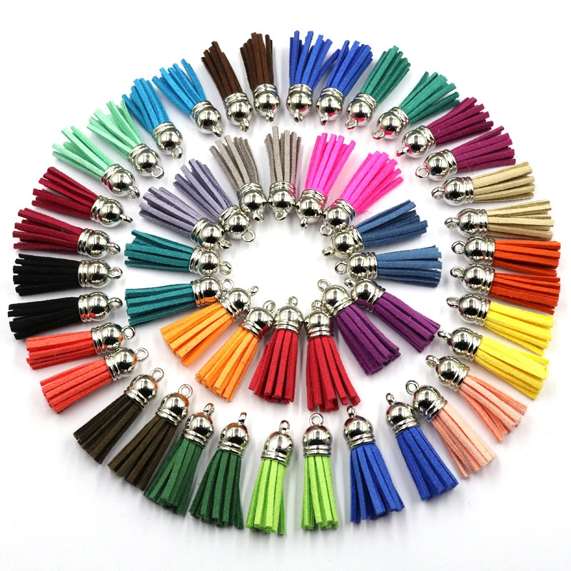 

20pcs 38mm Mini Korean Velvet Leather Tassel DIY Bag Key Chain Necklace Earrings Color Tassel Pendant Garment Accessories