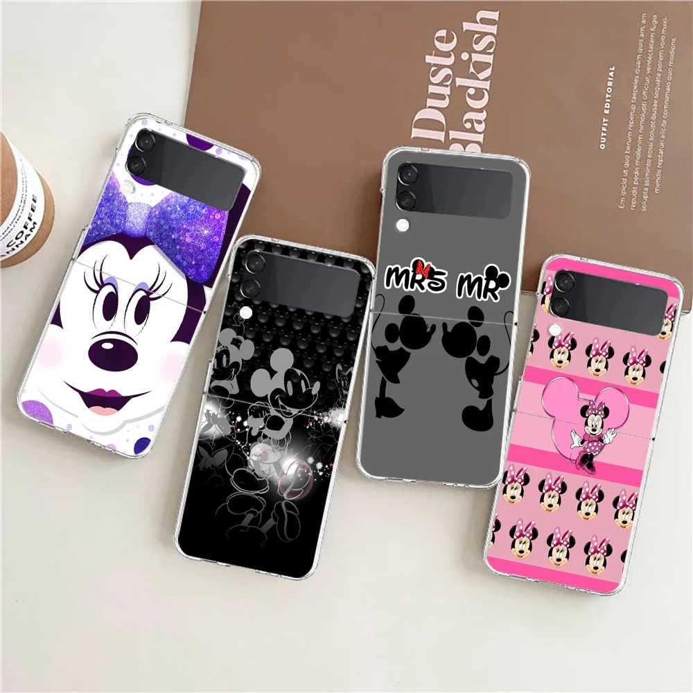 

Mickey Minnie Hard PC Phone Case For Samsung Galaxy Z Flip 4 Transparent ShockProof Cover for Samsung Z Flip 3 Shell Fundas Bag