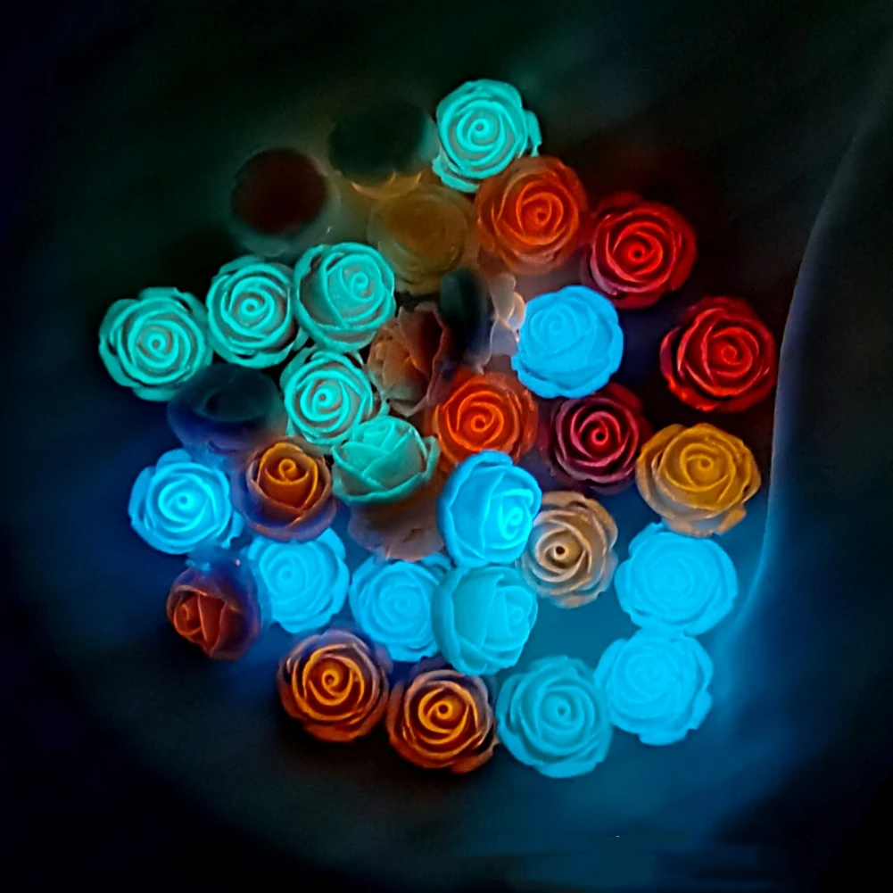 

5Pcs New Cute Resin Mini Luminous Rose Flowers Series Flat Back Scrapbooking DIY Jewelry Craft Hair Decoration Accessories 2023