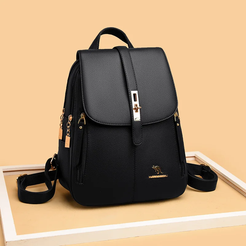 High Quality Leather Female Backpack Women Large Capacity Purses Vintage Bag School Bags Travel Bagpack Ladies Bookbag Rucksack