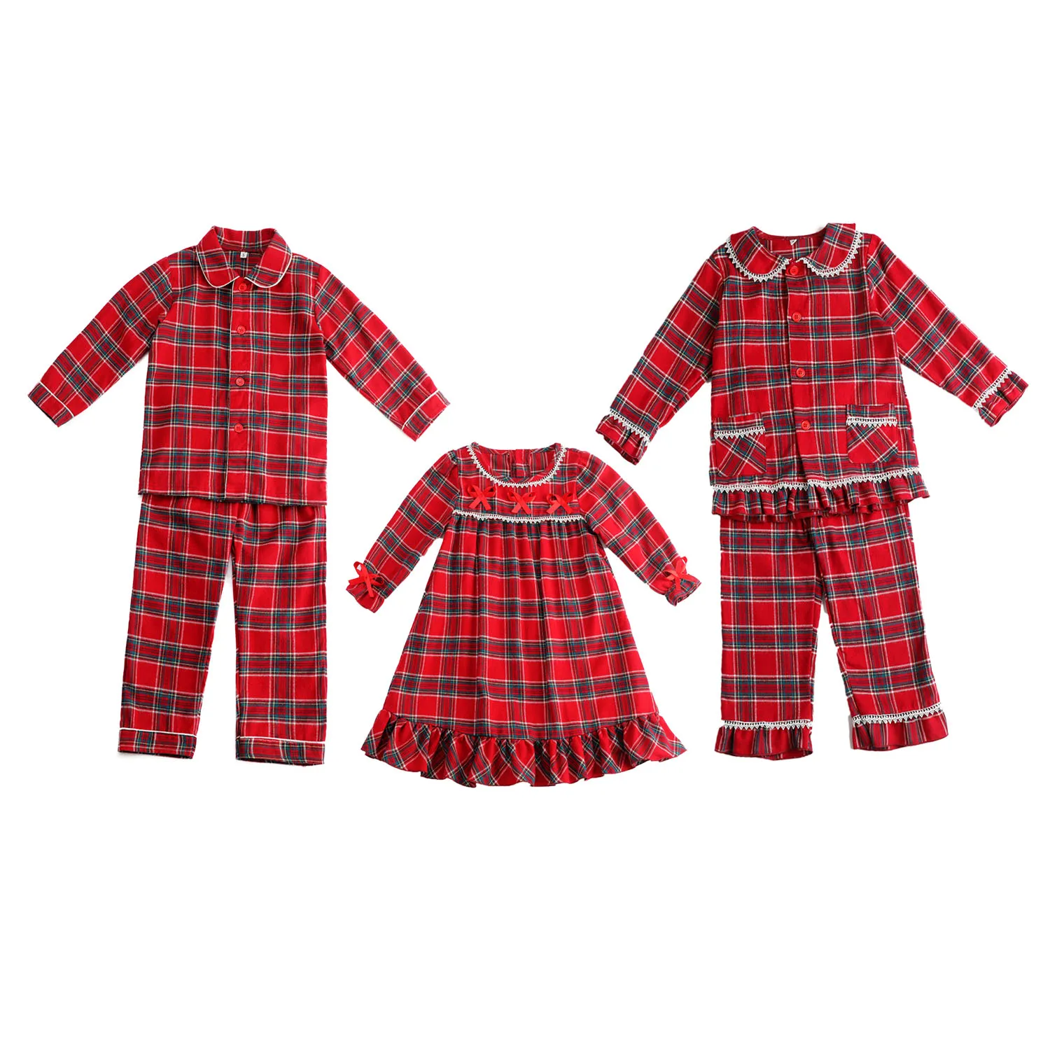 2022 Wholesale Baby Clothes Tartan Flannel Toddler Pajamas Sets Matching Family Kids Boy Girl Christmas Pyjamas