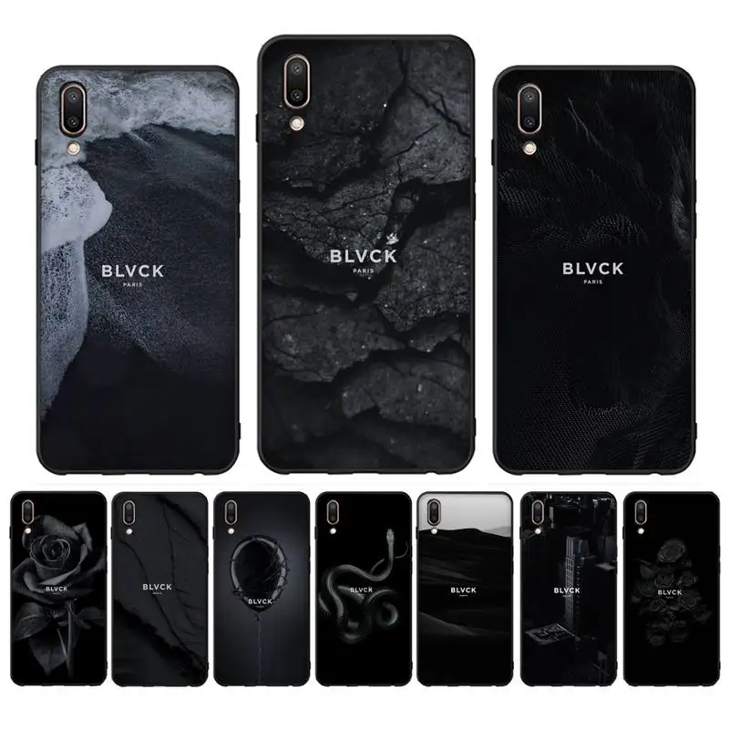 

Black Blvck Flower Phone Case for Redmi 8 9 9A for Samsung J5 J6 Note9 for Huawei NOVA3E Mate20lite cover