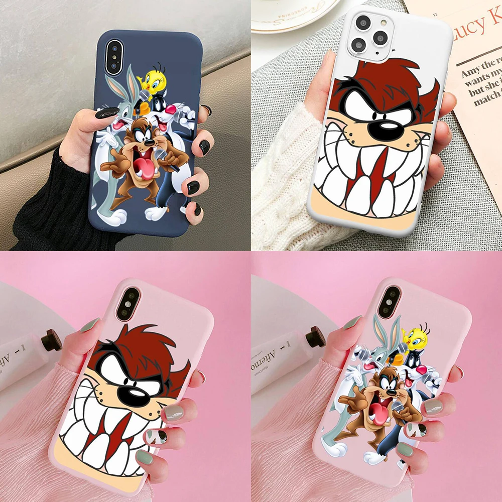 

Bugs Bunny Looney Tunes Phone Case For iphone 13 12 11 Pro Max Mini XS 8 7 6 6S Plus SE 2020 XR Matte Candy color Silicone cover